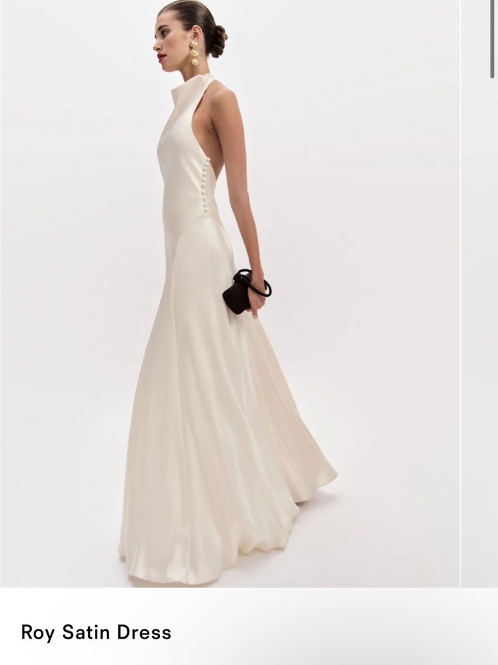 Reformation Cream Satin Halter Wedding Dress
